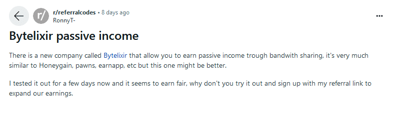 Reddit positive review on ByteLixir