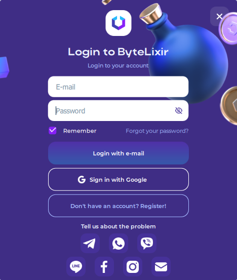 Signing in the ByteLixir app